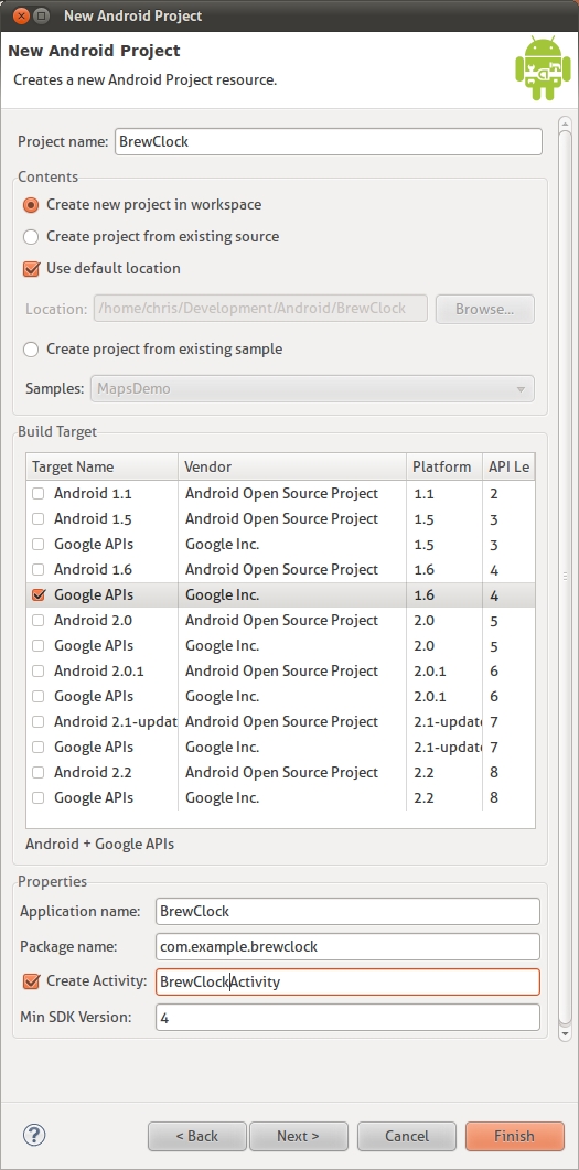 Скриншот: Выберите Android Project