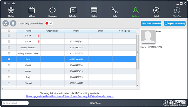 Интерфейс утилиты SmartPhone Recovery PRO