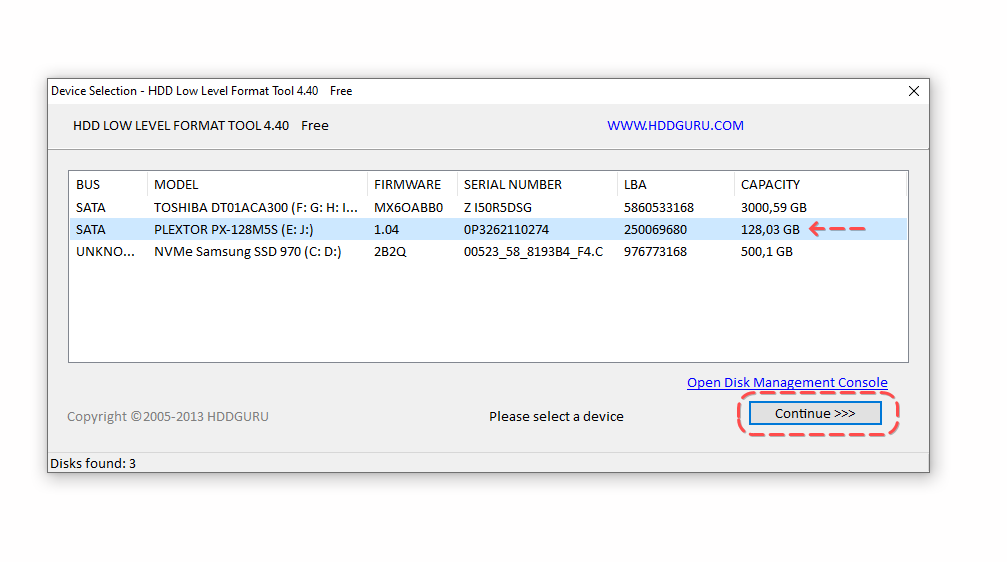 Скриншот: В дополнение к основным функциям, HDD Low Level Format Tool можно использовать для чтения SMART-показателей,