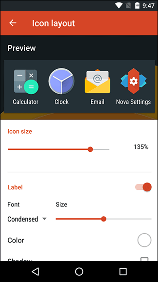 Настройка иконок в Nova Launcher