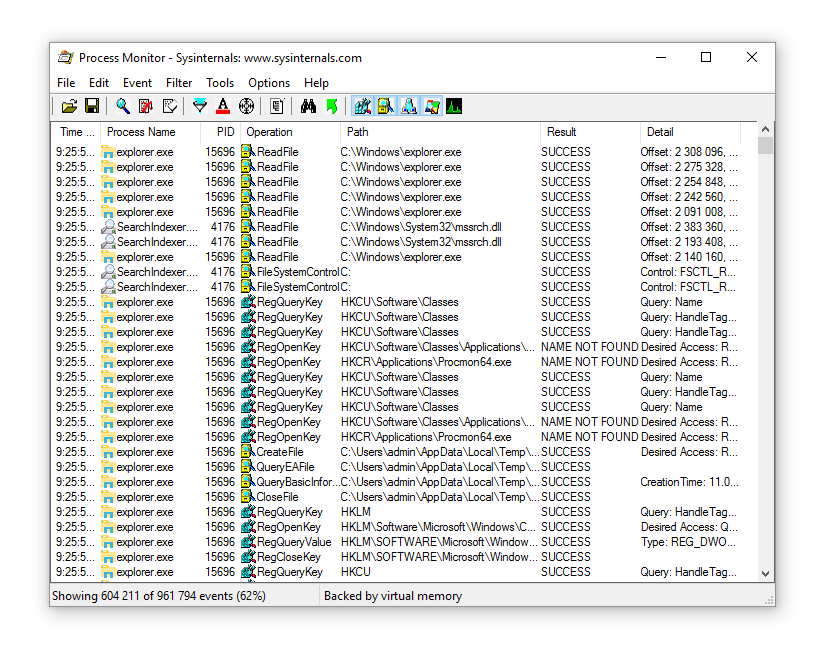 Скриншот: Sysinternals Process Monitor