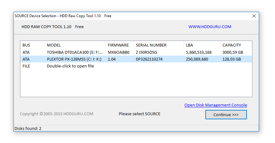 Скриншот: HDD Raw Copy