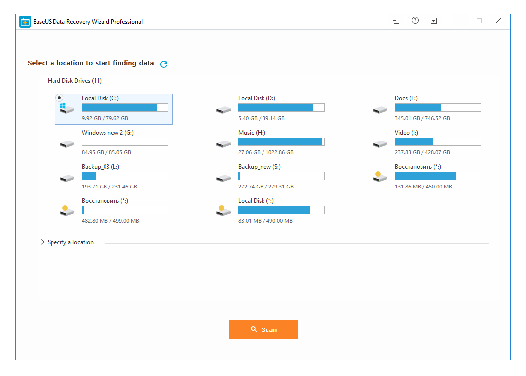 Скриншот: EaseUS Data Recovery Wizard – восстановит 2 Гб бесплатно на sd карте