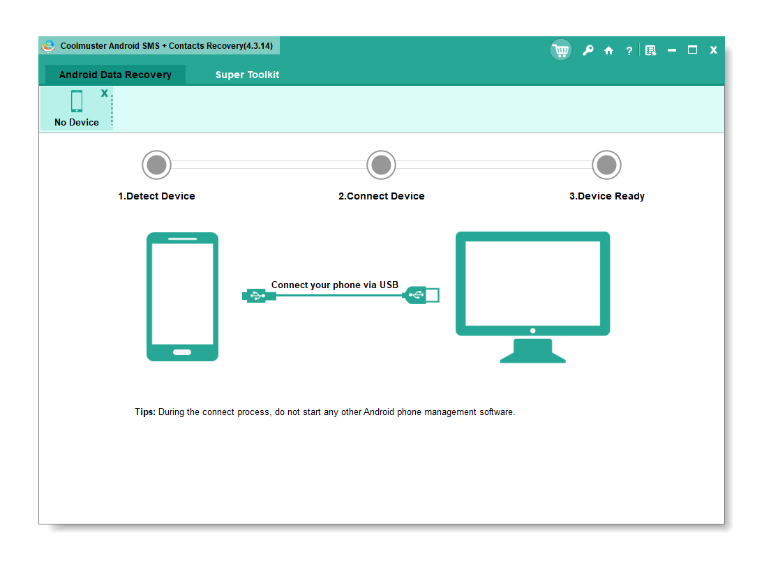 Скриншот: Coolmuster Android SMS+Contacts Recovery