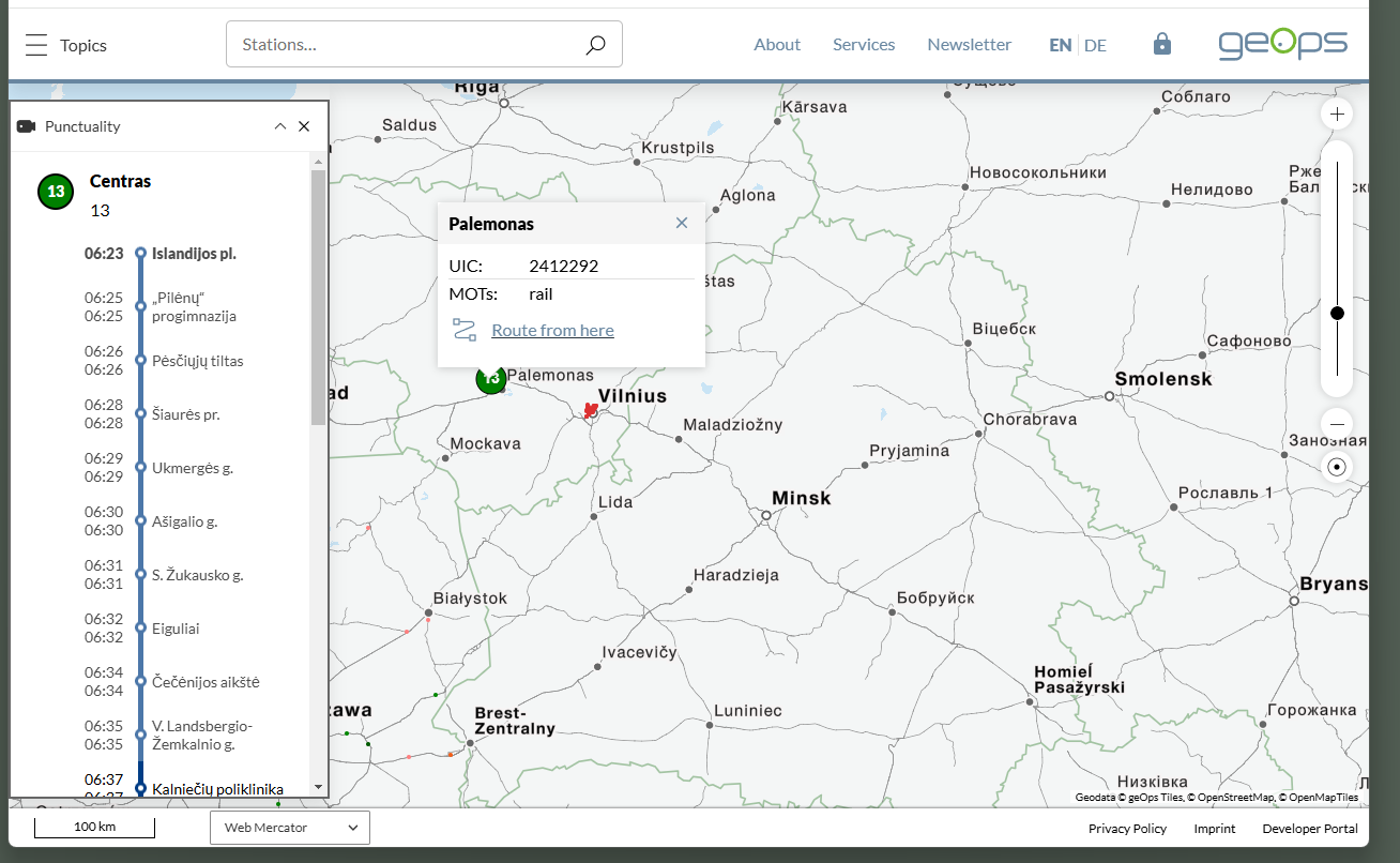 Скриншот: Travic (Transit Visualization Client): вариант 2