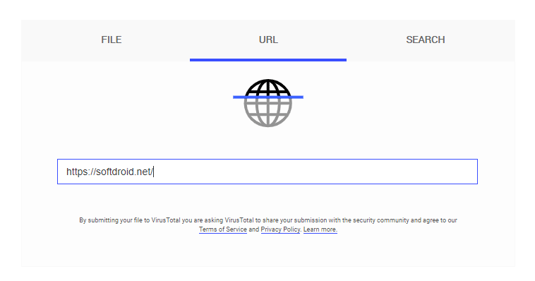 Скриншот: Кликните для перехода на сайт VirusTotal: https://www.virustotal.com/gui/home