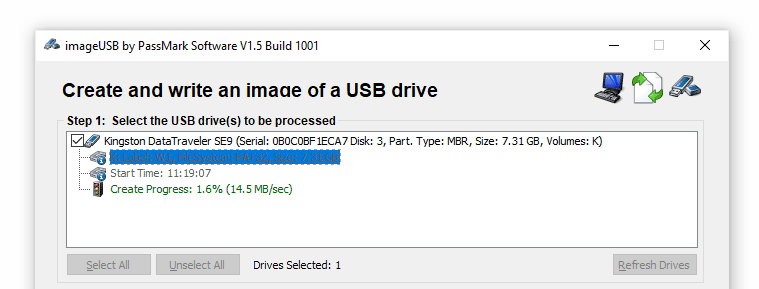 Скриншот: Способ 1: Утилита ImageUSB: вариант 2