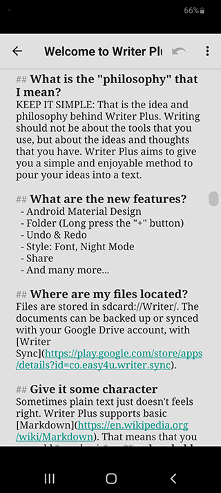 Скриншот: Writer Plus