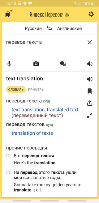 Скриншот: Интерфейс и настройки "Яндекс переводчика"