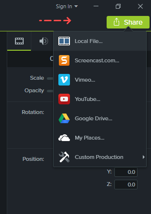 Экспорт видео из Camtasia