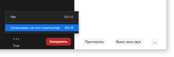 Скриншот: Шаг 3. После сбора участников, нажмите на “Запись” в нижней панели мессенджера